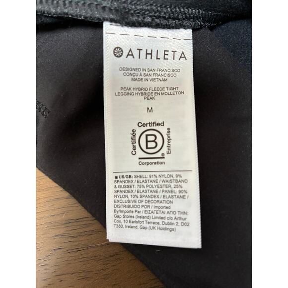 Athleta Peak Hybrid Fleece Tight Women's Medium Black Workout Legging Workout - Picture 8 of 10